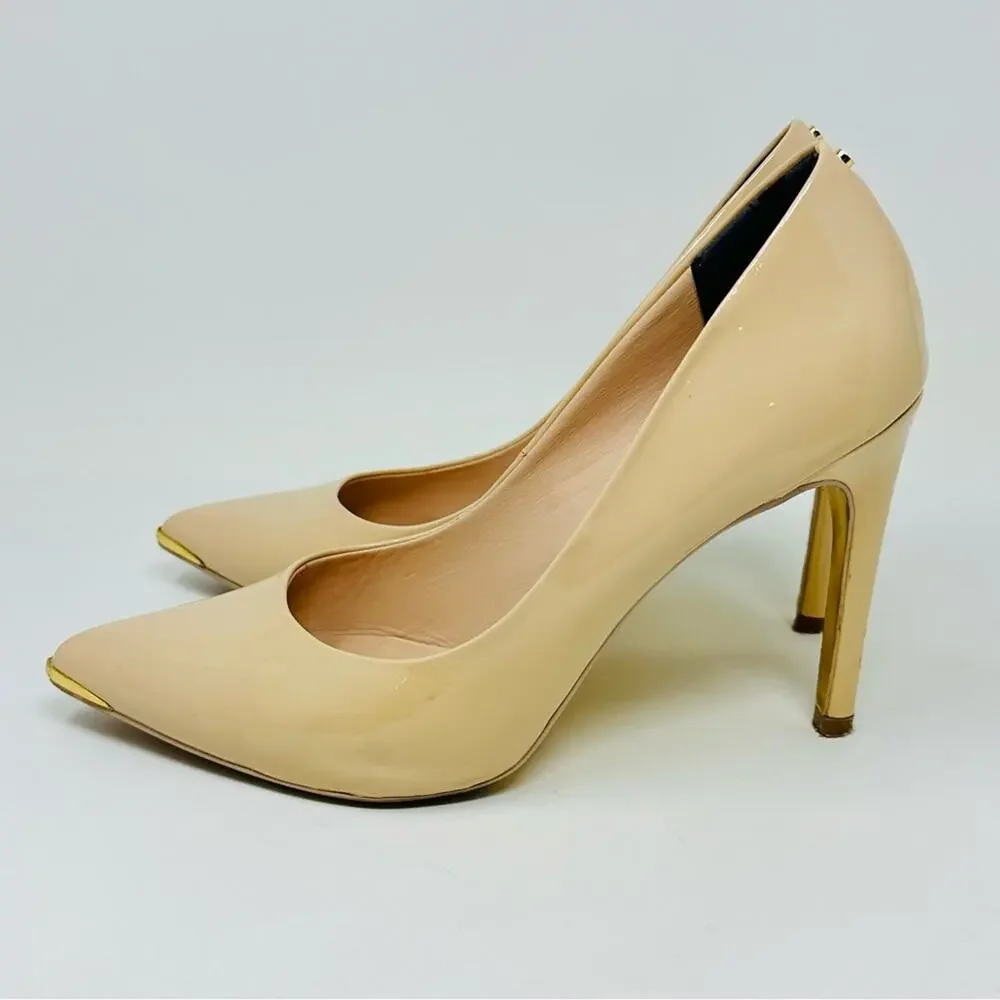 Ted Baker Patent Leather Heels Nude Size 38 Moniira Neutral pointed toe